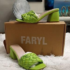 Faryl By Farylrobin Pippa Green Leather Sandals Women's Sz 7